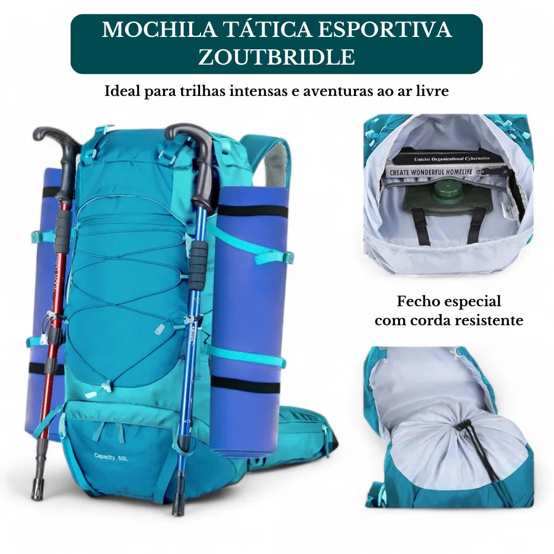 Mochila Tática Esportiva para Hiking ZoutBridle à prova d'água, leve e com capa de chuva incluída. Ideal para trilhas e aventuras ao ar livre, feita em nylon resistente.
Mochila Tática, Mochila para Mochilão, Mochila para Viagens, Mochila Esportiva, Mochila de Trilha.