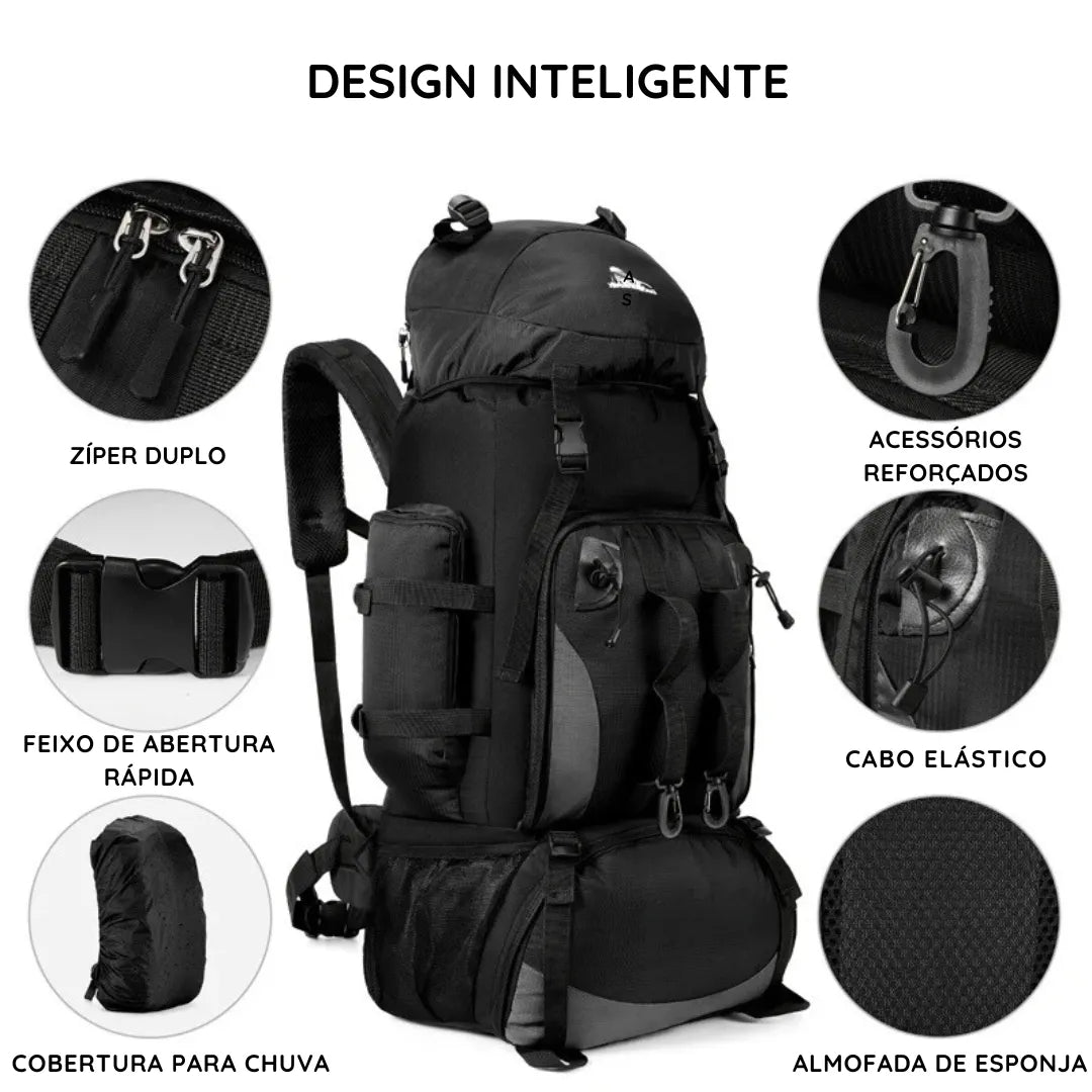 Mochila esportiva para hiking ZoutRain com capacidade de 90L, à prova d'água, ideal para trilhas, camping e viagens prolongadas. Perfeita para 5+ dias de aventura!
Mochila para Hiking, Mochila Impermeável, Mochila para Camping, Mochila de Trekking.